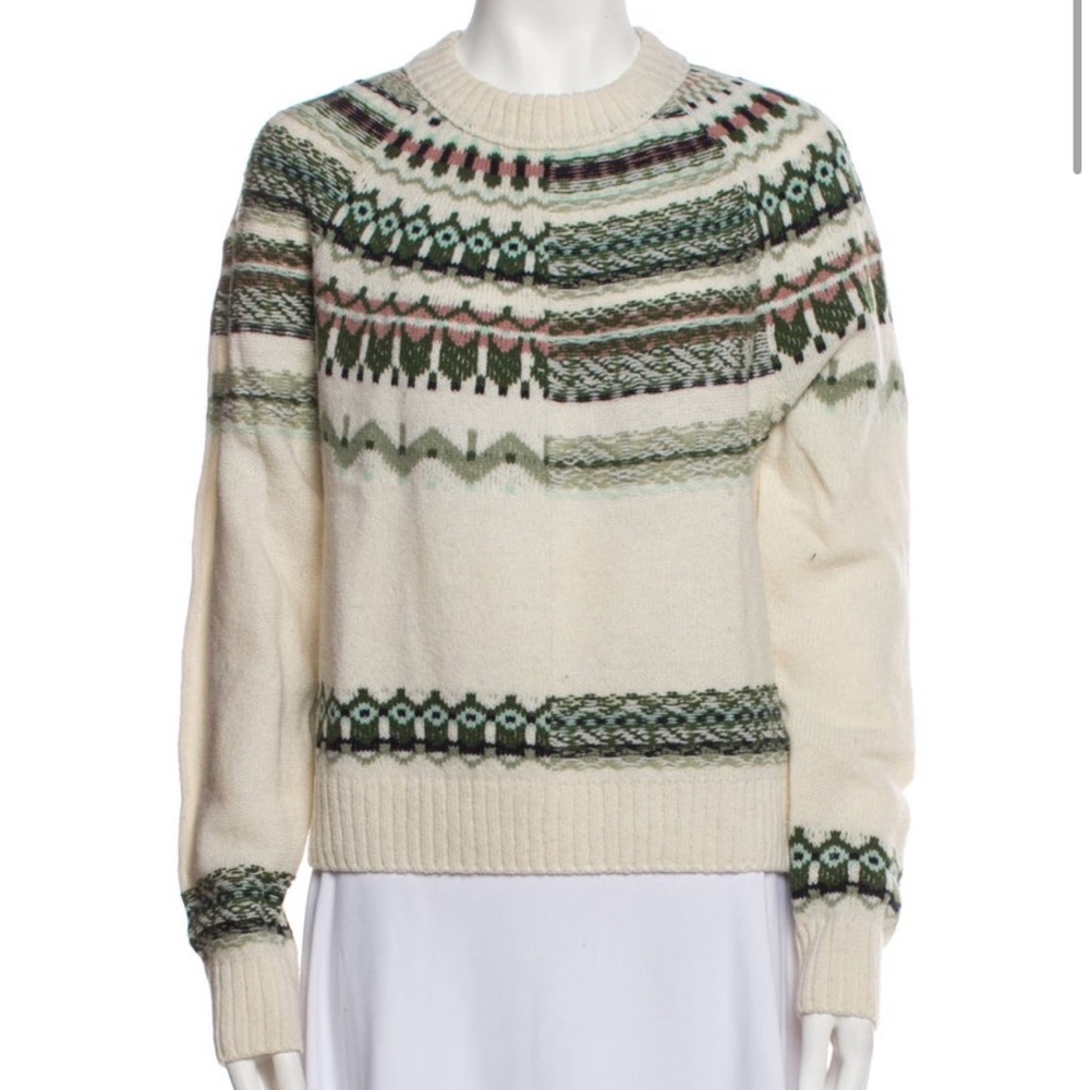 M by Missoni Fall Ready-to-Wear 2019 Cream and Green Patterned Sweater